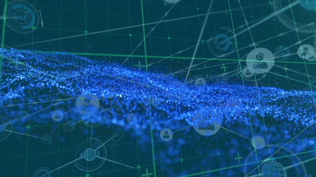 검은색 배경 위에 dna 사슬을 가진 연결 네트워크의 애니메이션