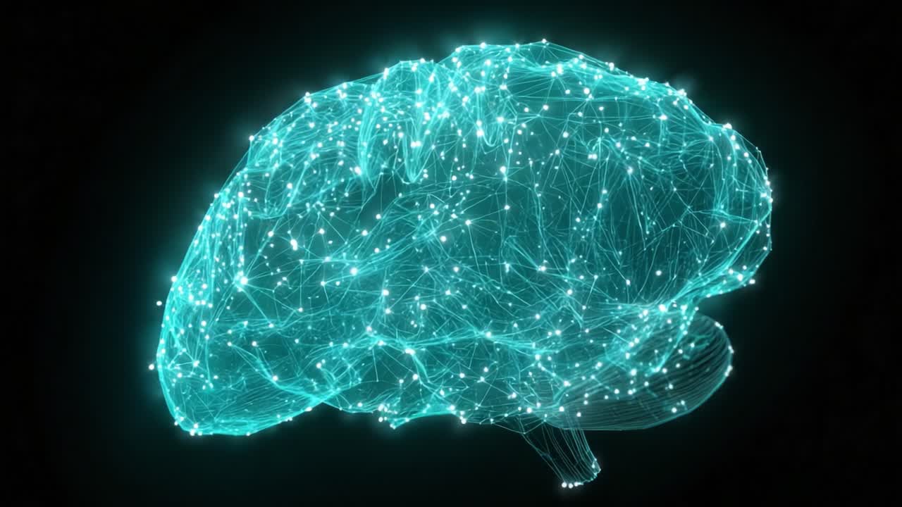 A Stunning Visualization of the Human Brain Represented as a Network of Glowing Connections, Highlighting the Complexity and Intricacies of Neural Pathways in a Digital Format