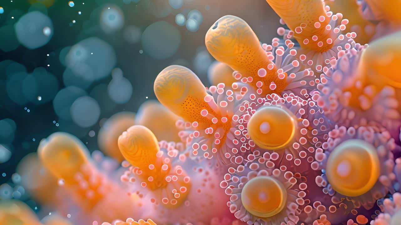 Vibrant Macro Close-up of Coral Polyps