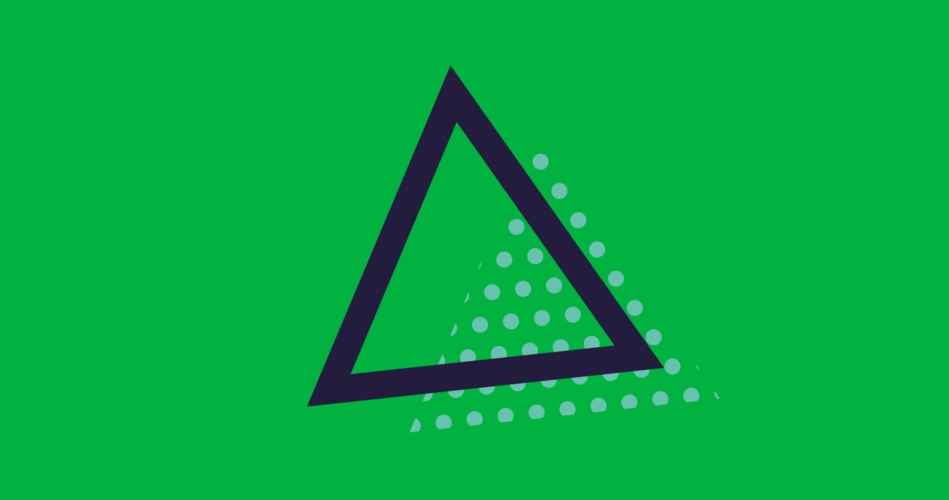 Digital animation of triangle shape with dotted shadow effect against black background