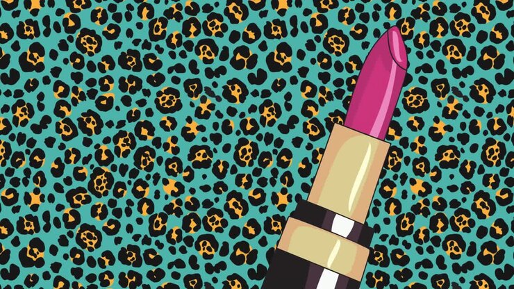Animation eines Lippenstifts über Tiermuster.