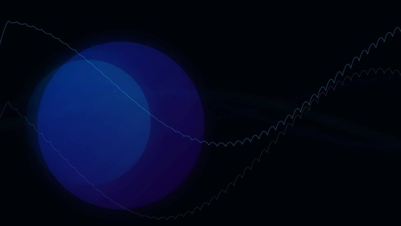 Abstract Motion Graphics with Blue Circles and Wavy Lines