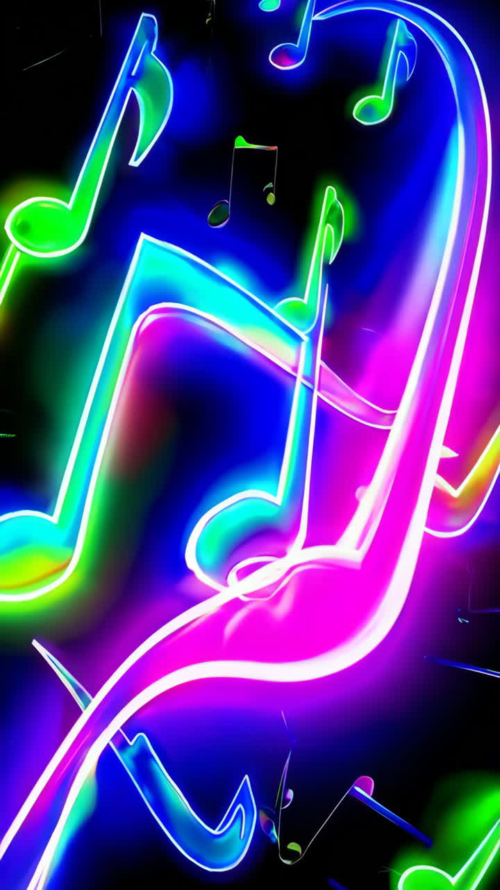 Colorful Neon Music Notes