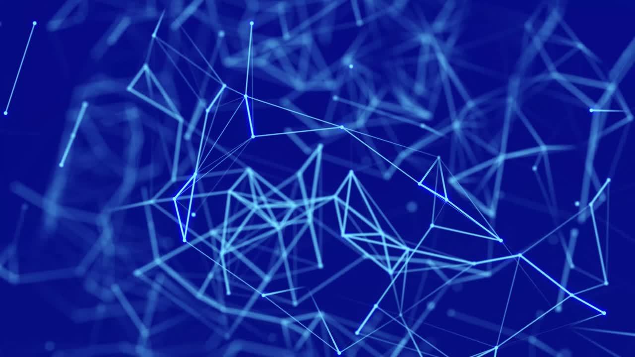 Abstract digital connection moving dots and lines. Technology background. Network connection structure. 3d Seamless loop. 4K