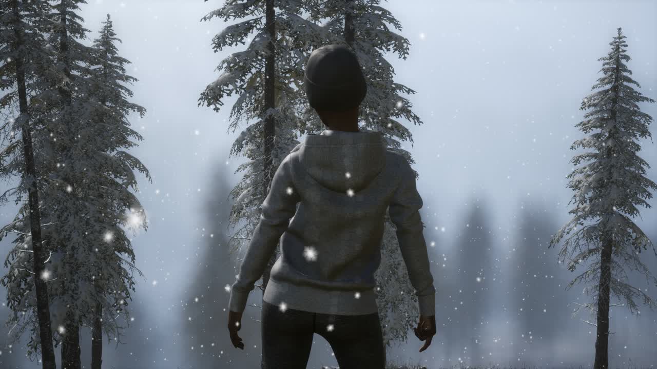 Beautiful young woman in winter forest