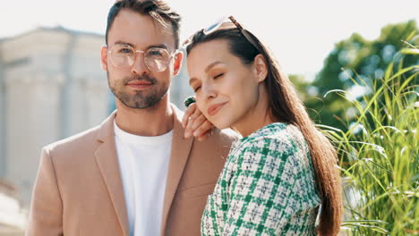 stylish couple portrait outdoors