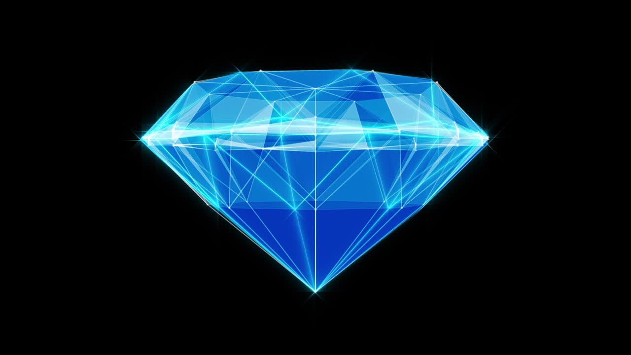 3d 렌더링 블루 다이아몬드 애니메이션 루프와 루마 매트
