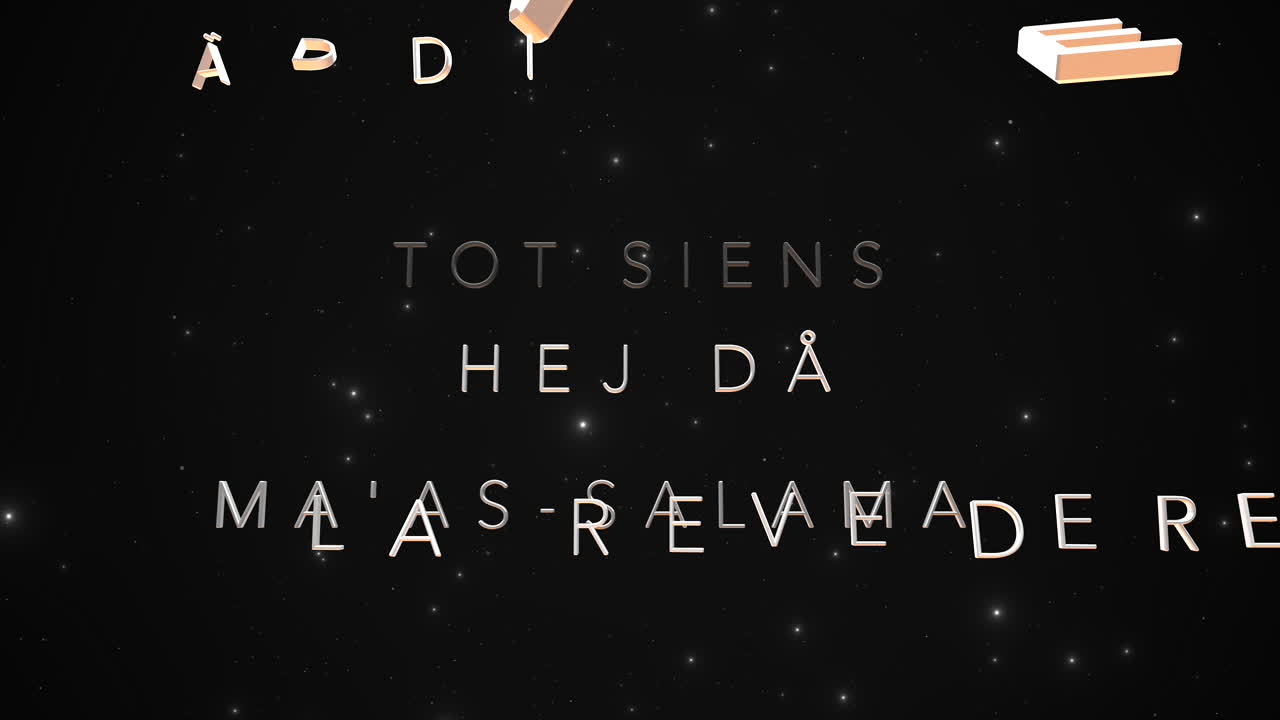 여러 언어로 된 국제 작별 텍스트 애니메이션