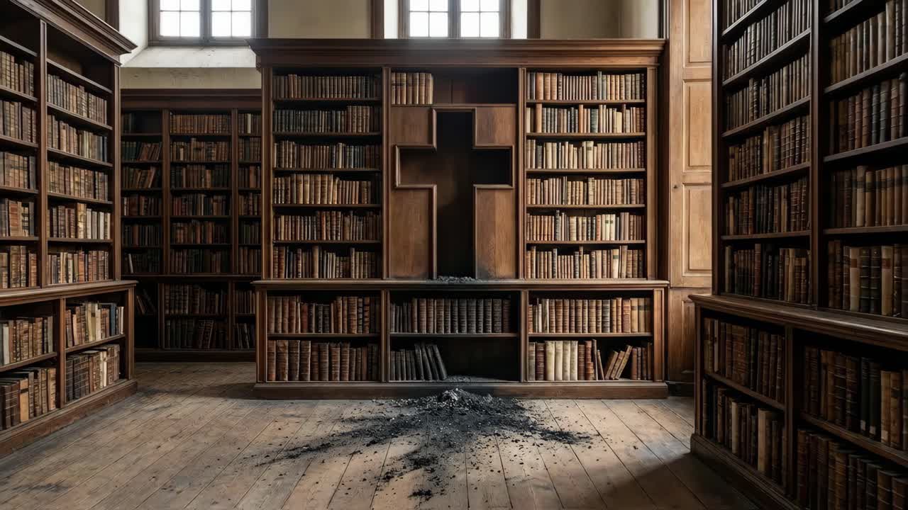 Library with a Cross and Fire Damage
