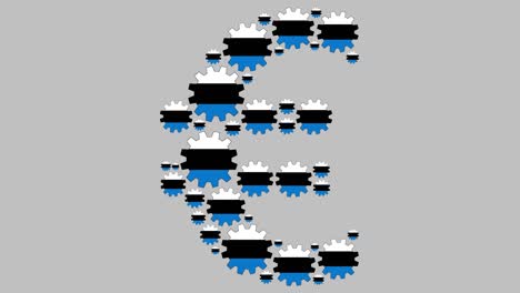 equipos de la bandera estonia que dan forma al símbolo del euro