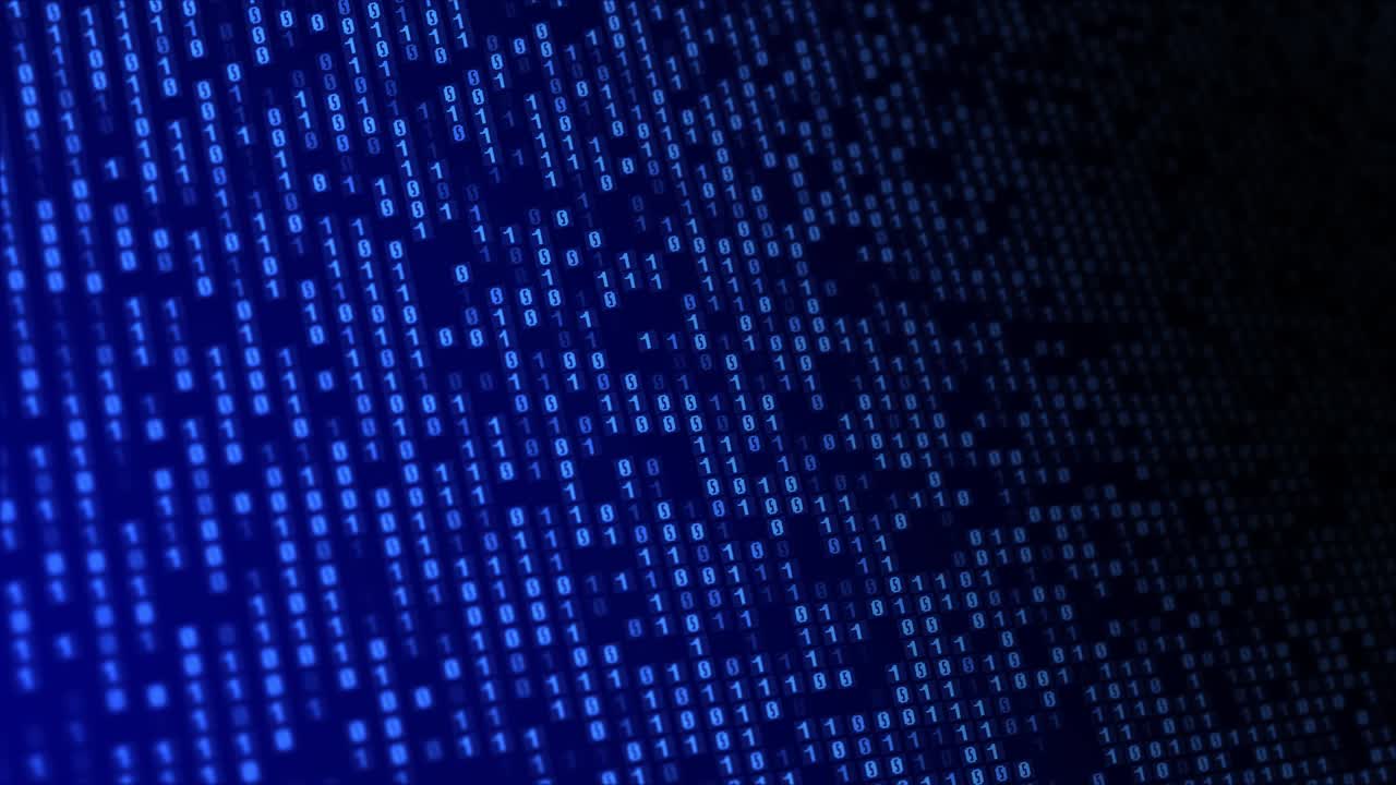 procesamiento de código binario digital en la animación de bucle de fondo de la pantalla.