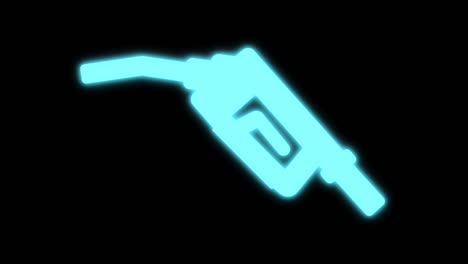 gasoline icon  isolated on a black screen with glowing blue neon light. loop motion animation for gas station, fuelling and petrol pump