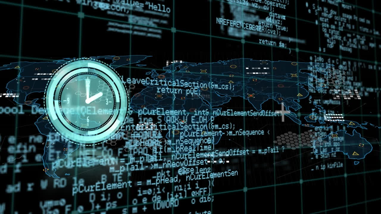 Animation of clock ticking over data processing