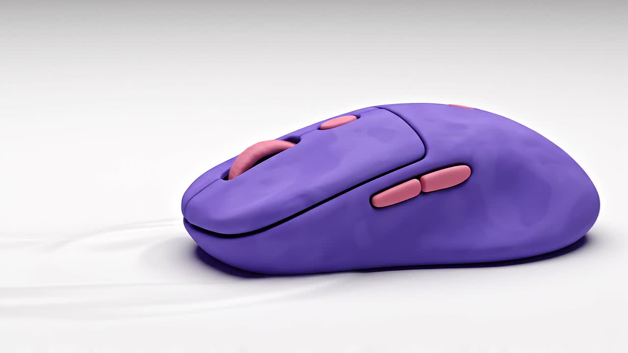 Purple and Pink Computer Mouse Rotating on White Background