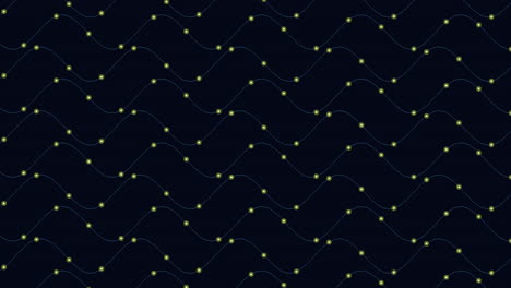 connection and elegance waves pattern with neon sparkles on black gradient