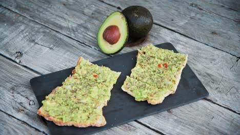 mashed avocado spread on flat bread