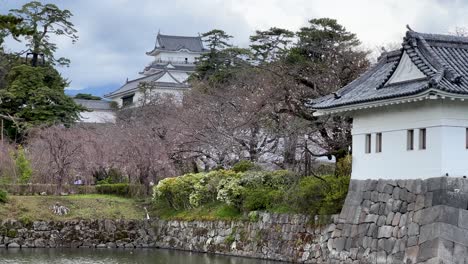 handheld view over osaka castle on cloudy day