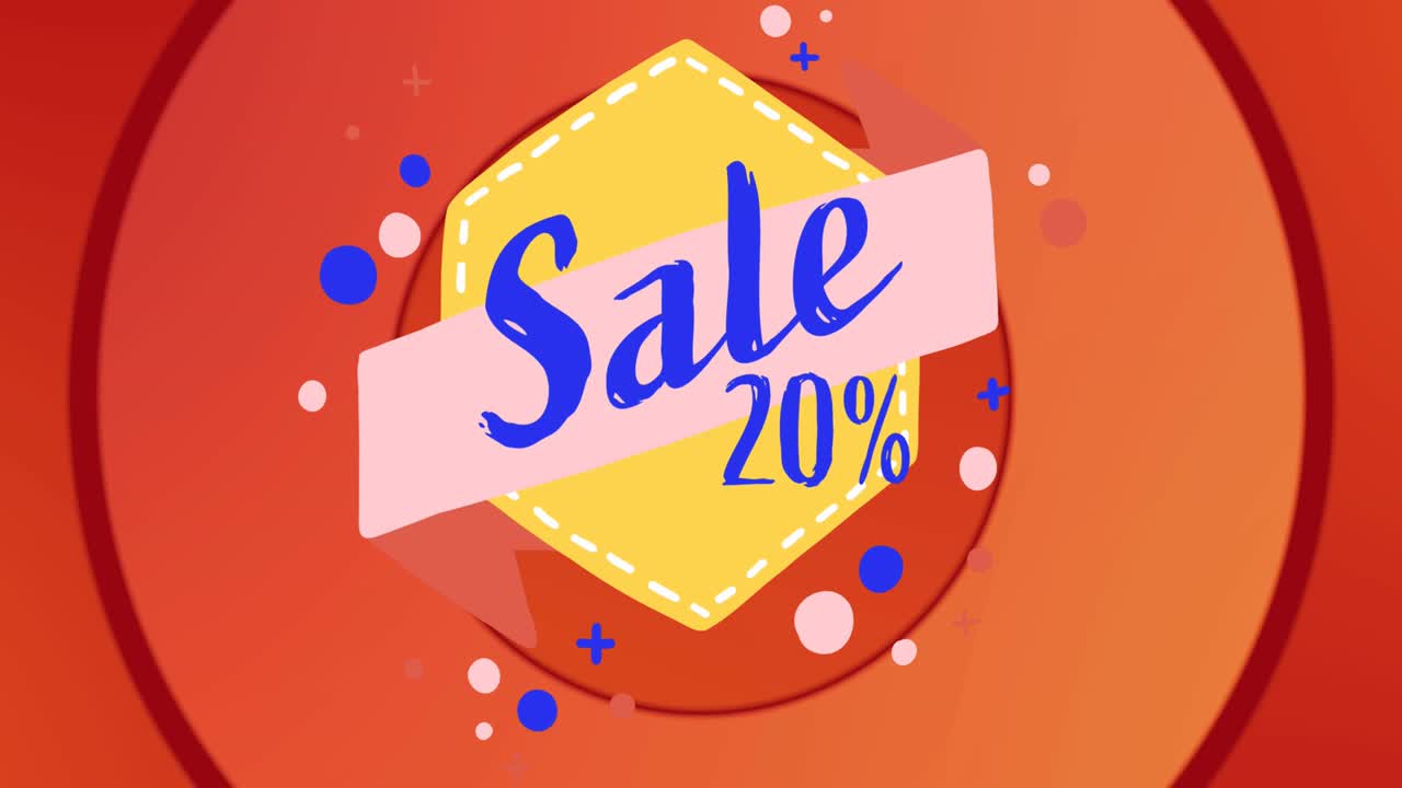 판매의 애니메이션 20 퍼센트 파란색 텍스트 빨간색 박동 서클 배경에