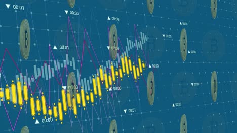 Animation-Der-Datenverarbeitung-über-Bitcoin-Symbole