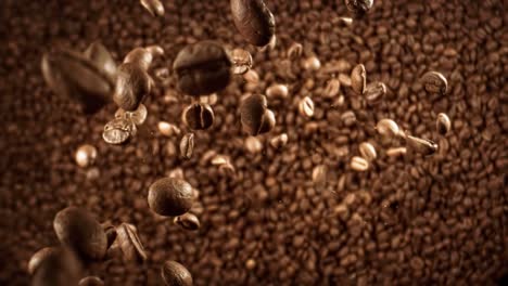 close up of seeds of coffee. fragrant coffee beans super macro close up. shot on super slow motion camera 1000 fps