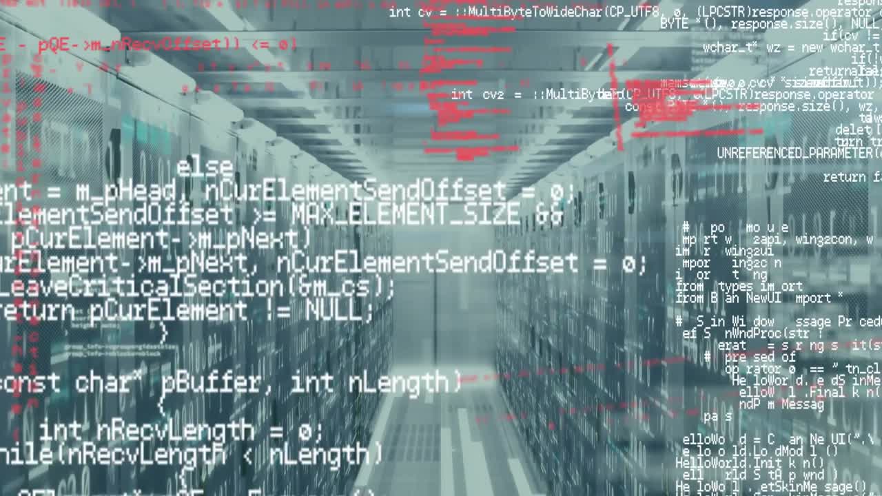 Animation of data processing over server room
