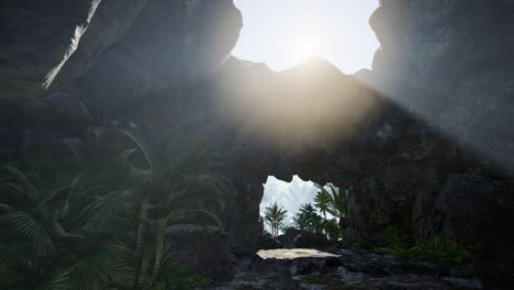 Sunlight-through-the-chimney-cave-in-Thailand.