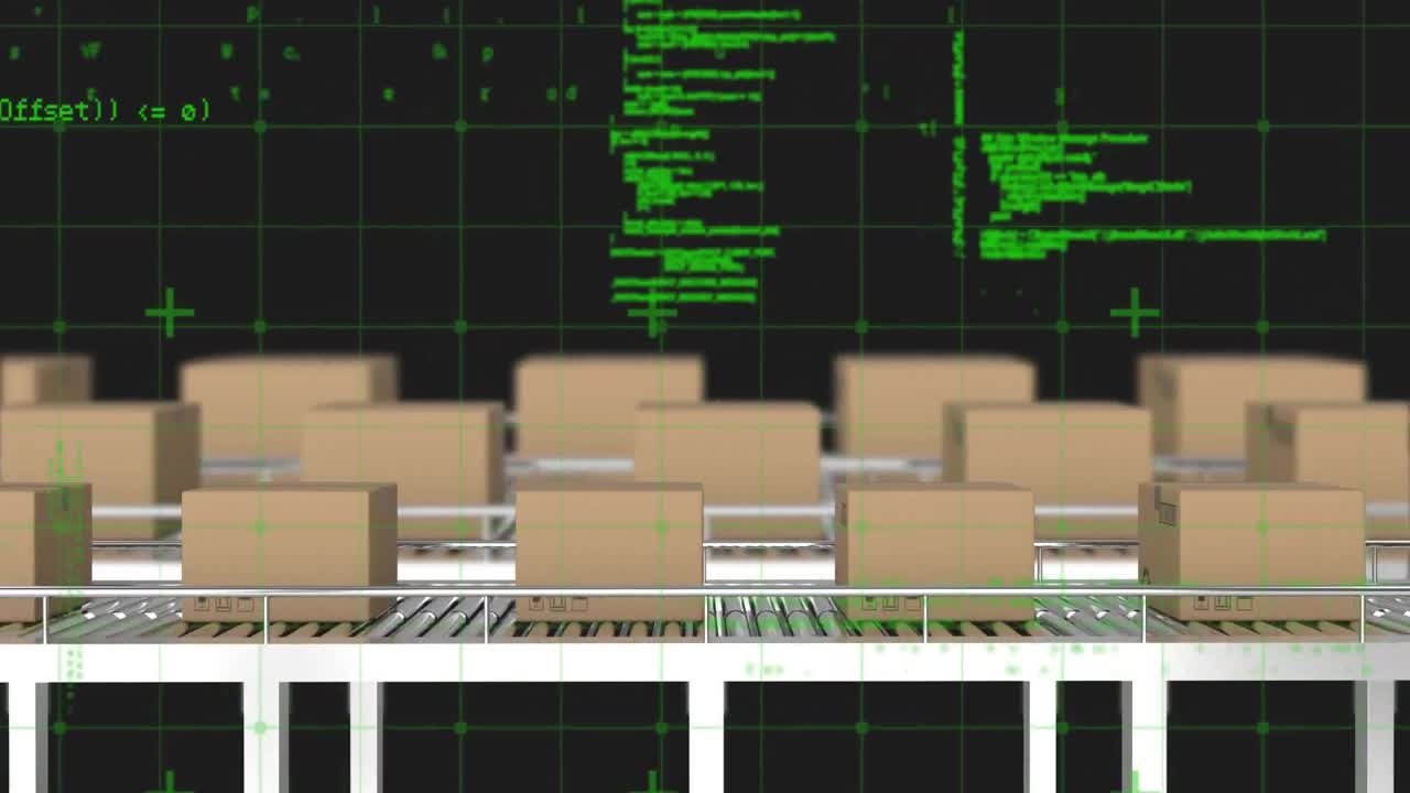 Data processing over grid network against multiple delivery boxes on conveyor belt