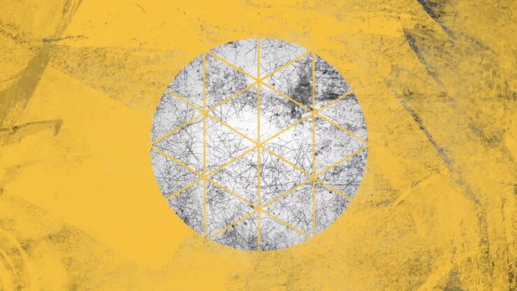 Animation of black and white shapes moving on yellow background
