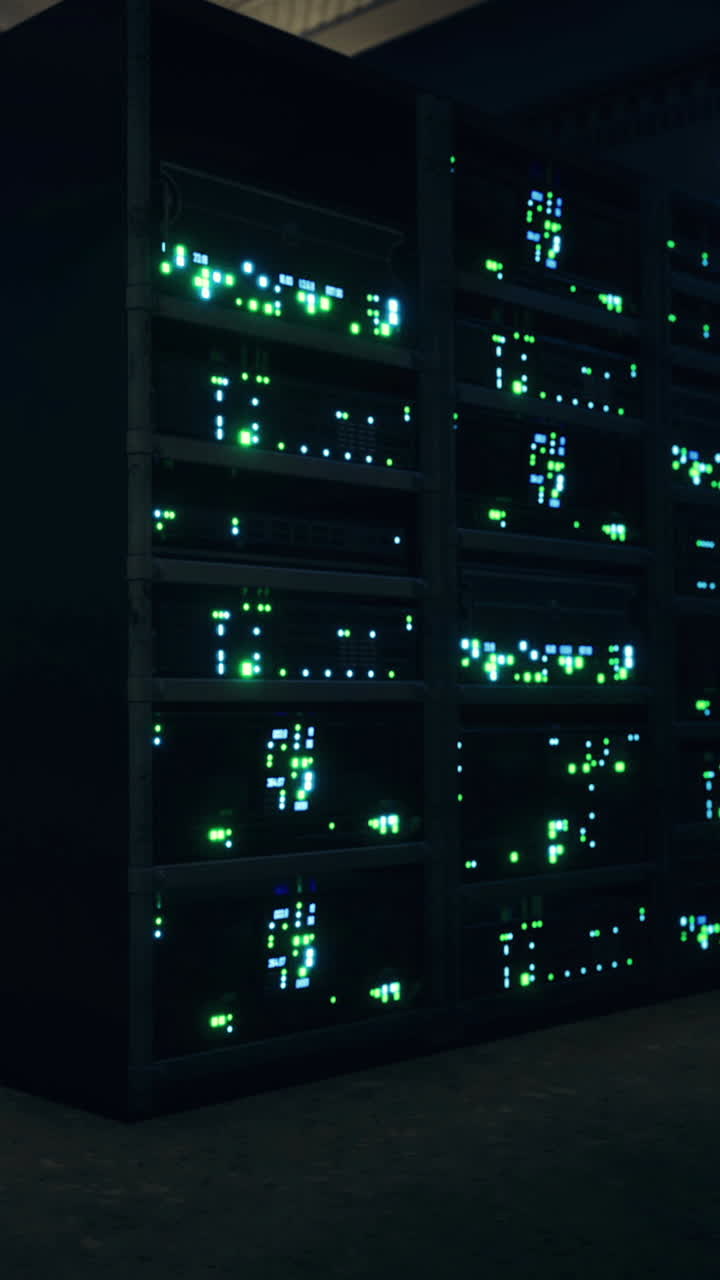 Innovative technology shines brightly in a modern data center at night