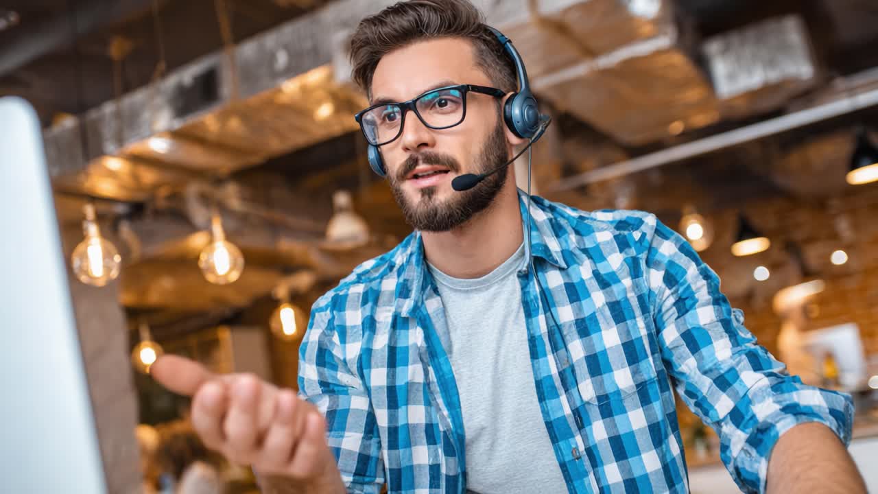 A Focused Professional Engaged in a Virtual Discussion Captured in Two Frames, Showcasing Concentration and Communication Skills While Working Online