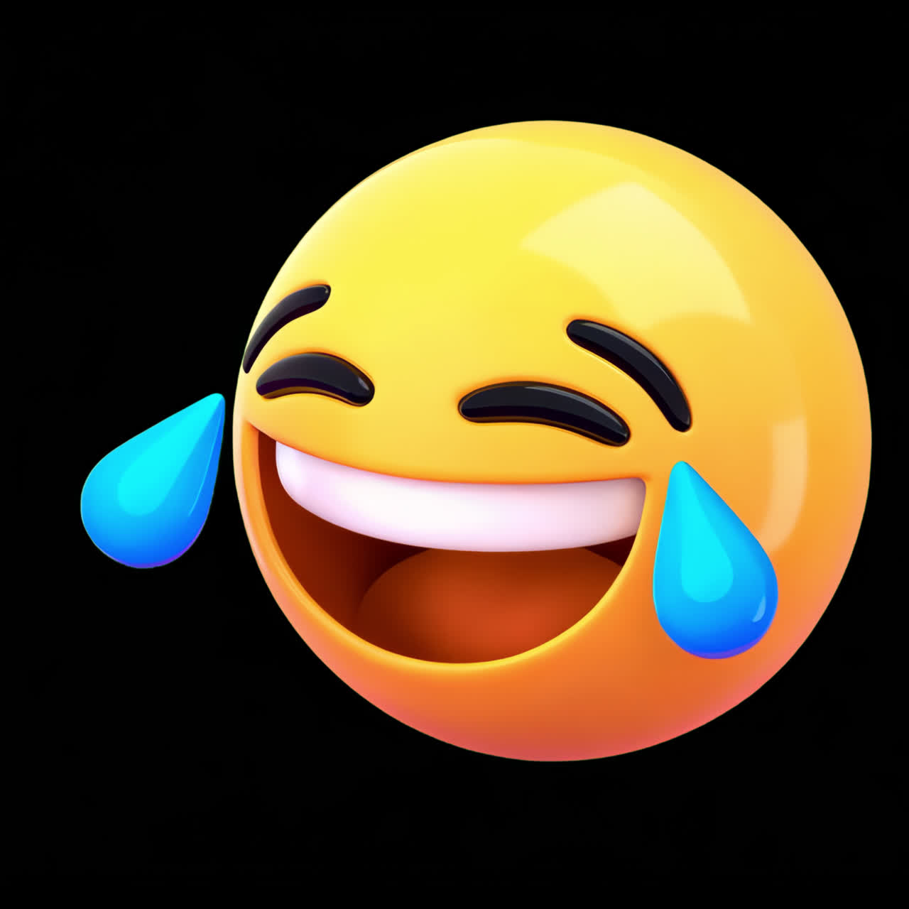 Joyful emoji with tears laughing animation isolated asset, transparent 4K video, alpha channel