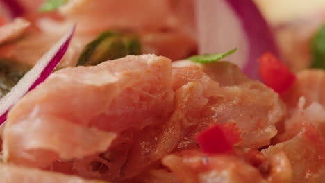 close-up of a ceviche dish