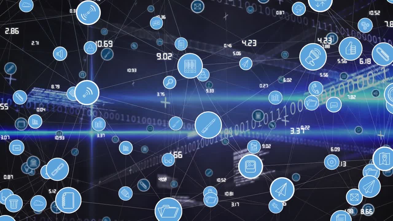 animación del procesamiento de datos sobre un fondo negro