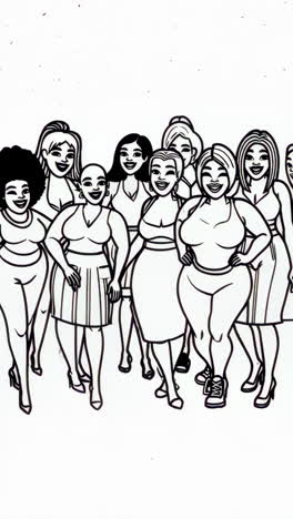 black and white illustration of people and dark backgrounds