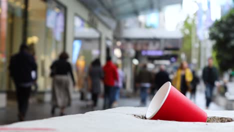 rubbish left out on busy city street