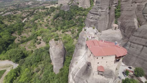 aerial view of saint nicholas of anapafsas monastery, meteora, thessaly, greece