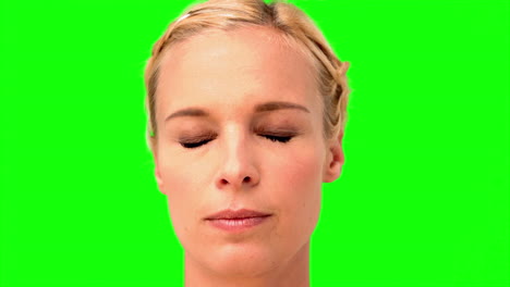 Woman-showing-her-anger-on-green-screen