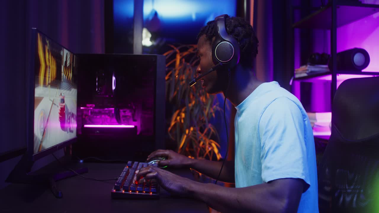 A gamer playing a video game