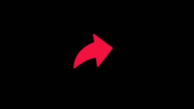 Red Arrow Icon Pointing Right on Black Background