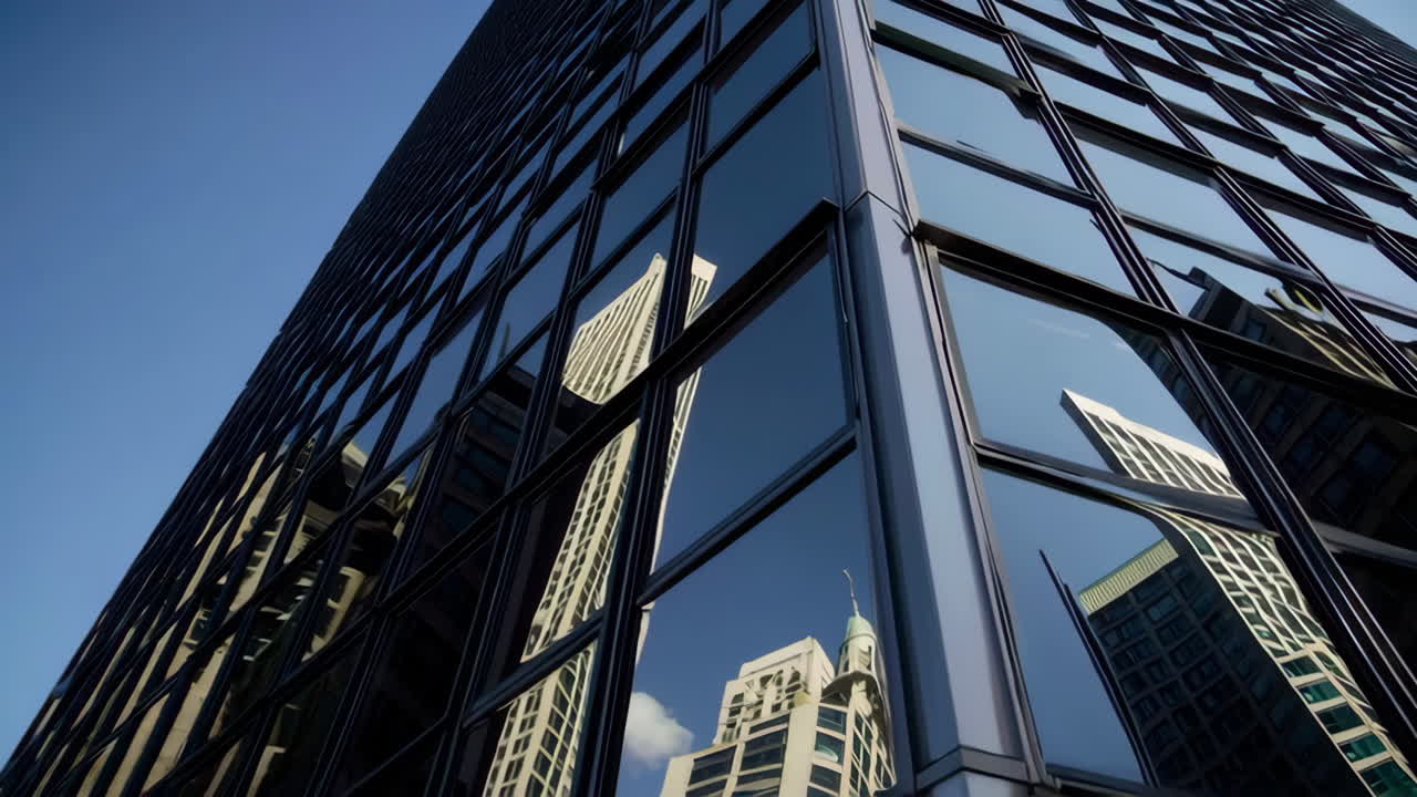 Reflection of Skyscrapers in a Modern Glass Building