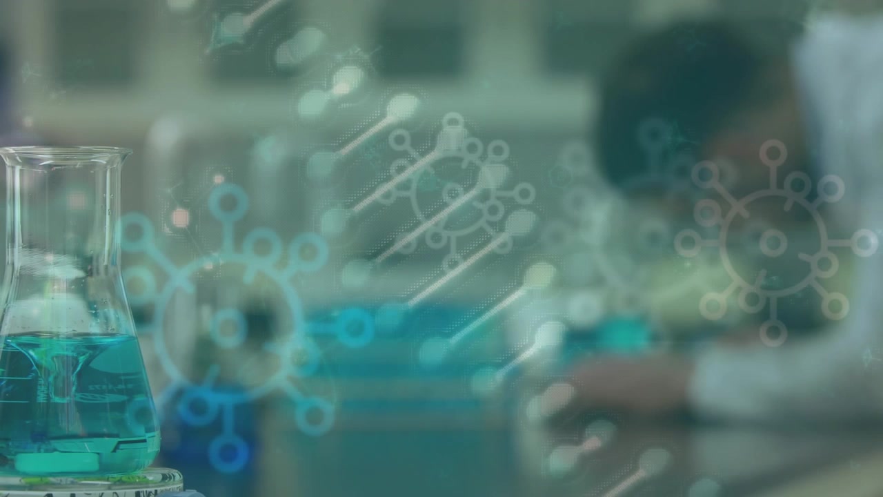 Animation of data processing and molecules over server over lab