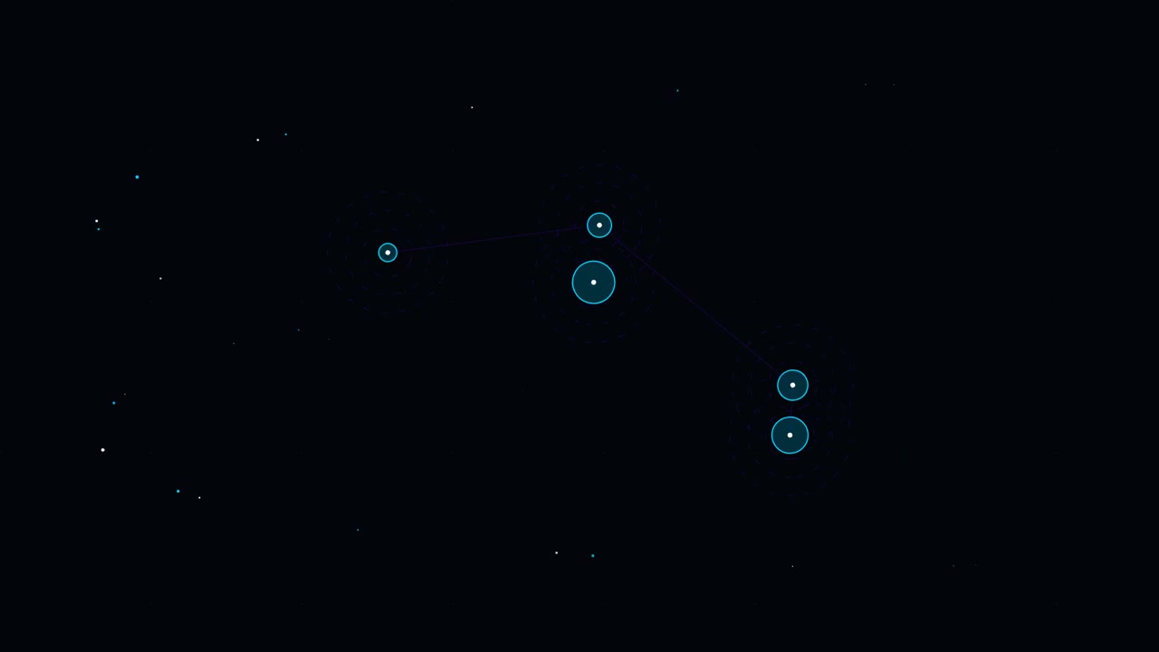 Costellazione Digitale Astratta che Connette Nodi Luminosi nello Spazio Buio