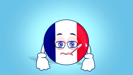 cartoon icon flag france ill with face animation with alpha matte