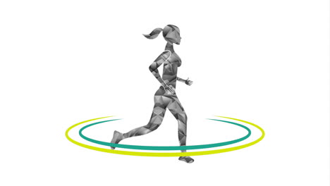 woman running geometric silhouette