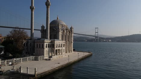 aerial view of ortaköy mosque by drone