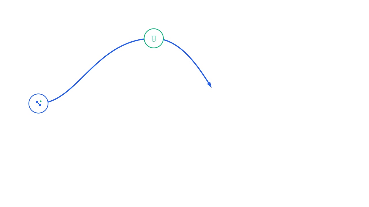 Animated Flowchart Connecting Digital Nodes on White Background