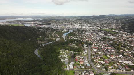 View-Of-Whangarei-From-Above-With-Hatea-River-And-Northland-Coast-In-North-Island,-New-Zealand