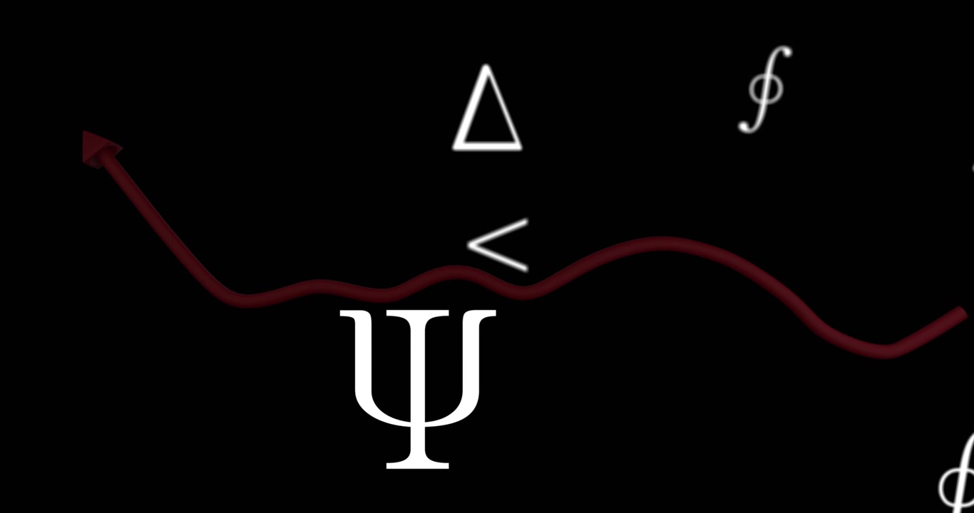 Animation of mathematical symbols over black background