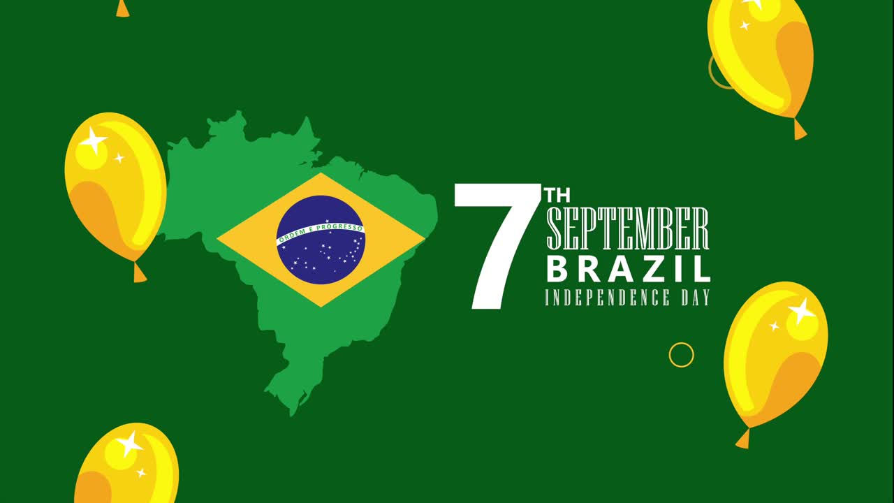 letreiro Independência do Brasil em setembro com balões de hélio