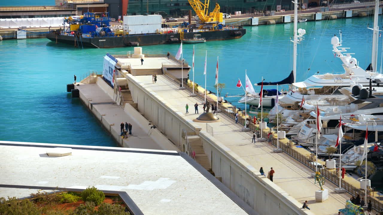 Aerial view of boats docked in the Monaco Marina